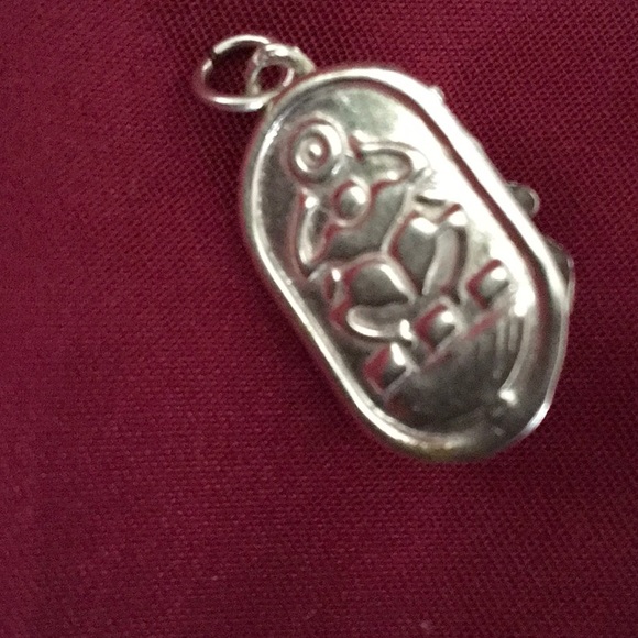 Silver Scarab Lapis/ Coral Pendant Made In Egypt - Picture 2 of 4